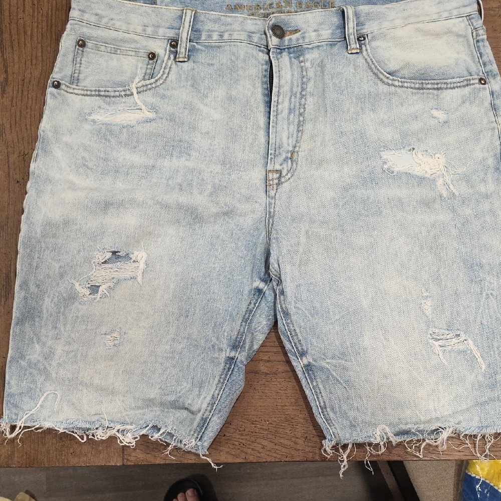 American Eagle Outfitters Blue Jean Shorts Distressed Style